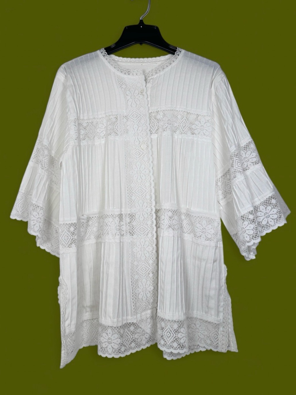 Boho White Lace Kimono Cardigan Cover Up | Crochet Trim Dress